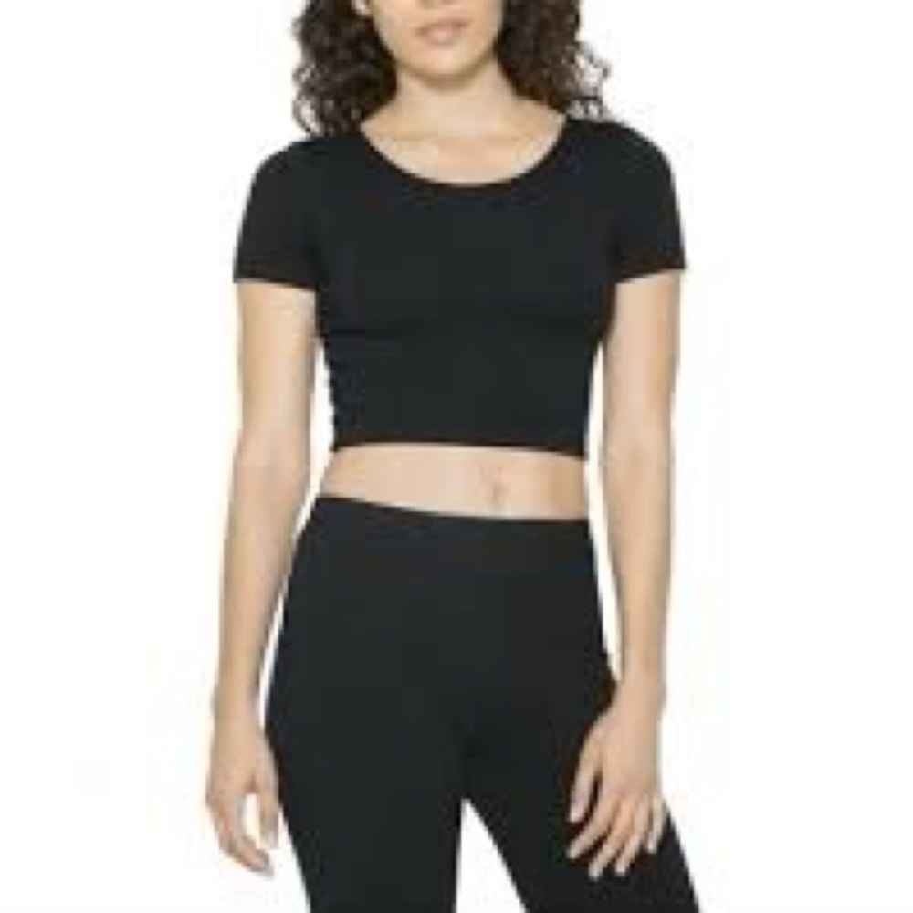 Black Crop Top Cotton Spandex American Apparel